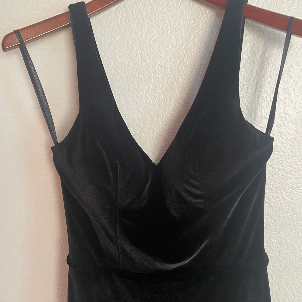 Mori Lee Black Velvet Bridesmaids Dress - Picture 7 of 8